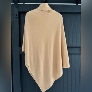 100% cashmere asymmetrical poncho in camel, handmade in Nepal! | OS